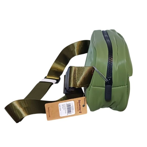 NEW Bearpaw Waist Belt Bag Fanny Pack / Cross Shoulder Olive Green Puffy Bag - Picture 2 of 5